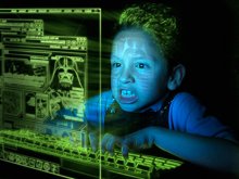 imagen simulada de un niño que abusa del ordenador